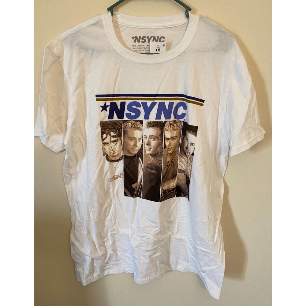 NSYNC Unisex‎ Adult White Short Sleeve Graphic T-Shirt Size L